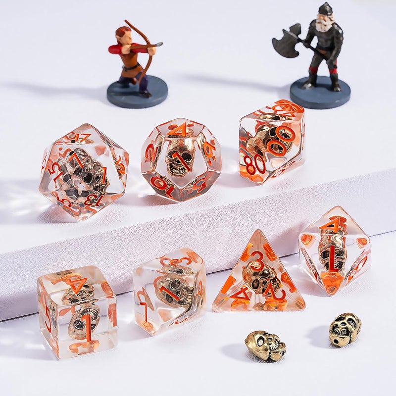 weyano D&D Resin Dice Set, Skull Polyhedral Dice for Dungeons and Dragons, RPG, MTG DND 7-DIE (D4, D6, D8, D10, D12, D20, D%) for Ages 15 and Up - Image 4